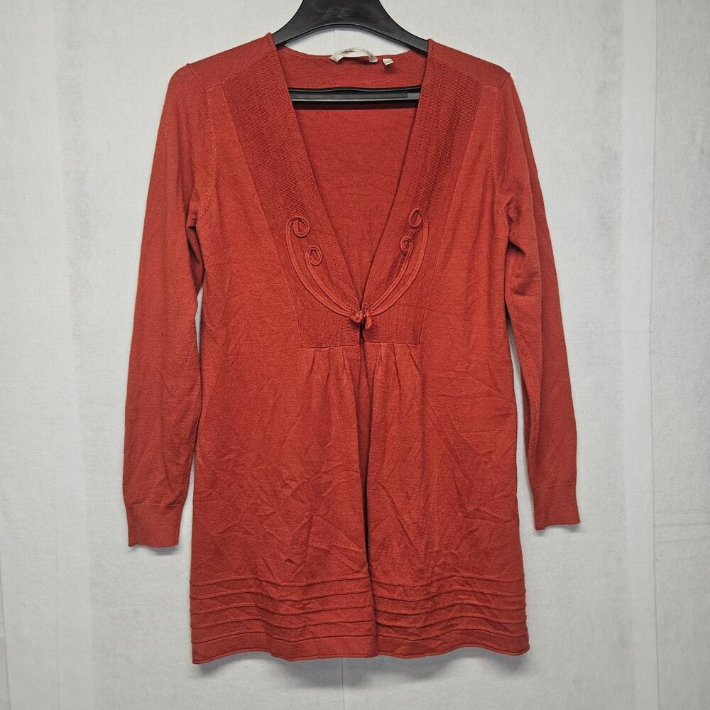 Soft Surroundings Burnt Orange Knit Cardigan Sweater Long Sleeve